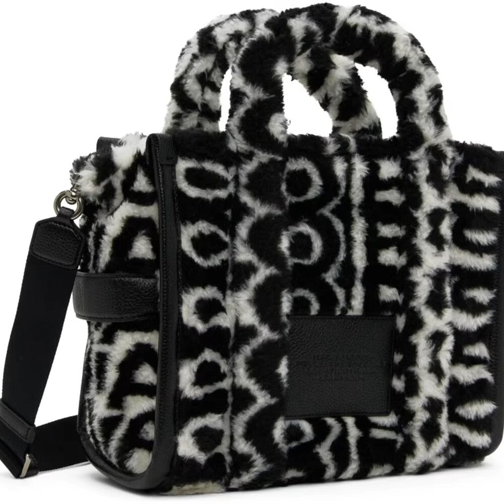 Marc Jacobs The Tote Bag Monogram Teddy Black & White Size Medium NEW - Picture 2 of 3